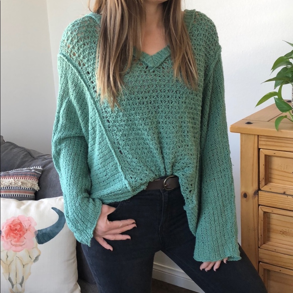 Free People Sea Green Laguna Coast Sweater